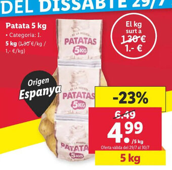 Lidl Patata 5 kg oferta