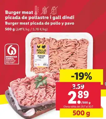 Lidl Burger meat picada de pollastre i gall dindi oferta