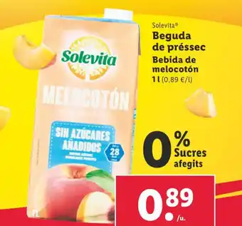 Lidl Solevita® Beguda de préssec Bebida de melocotón 1L oferta