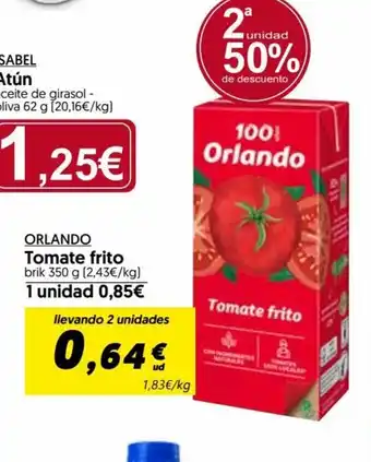 Hiper Usera ORLANDO Tomate frito brik 350 g (2,43€/kg] oferta