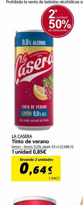 Hiper Usera LA CASERA Tinto de verano oferta