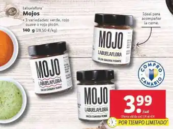 Lidl Labuelaflora Mojos 3 variedades: verde, rojo suave o rojo picón 140g oferta