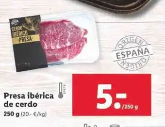 Lidl Presa ibérica de cerdo 250g oferta