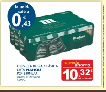 Supermercados La Despensa Mahou Cerveza Rubia Clásica Lata P24 330ml/u oferta