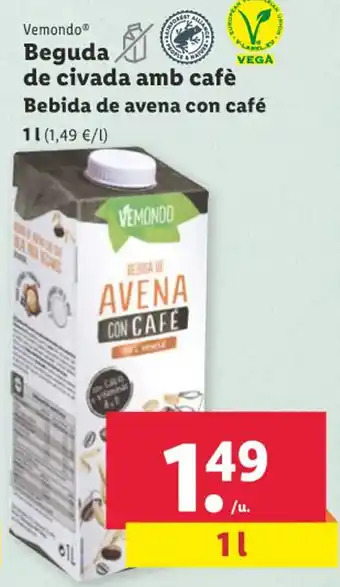 Lidl Beguda de civada amb cafè Bebida de avena con café oferta