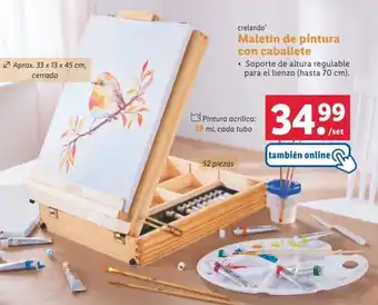 Lidl crelando Maletín de pintura con caballete oferta