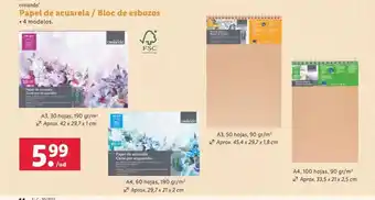 Lidl crelando Papel de acuarela / Bloc de esbozos • 4 modelos. oferta