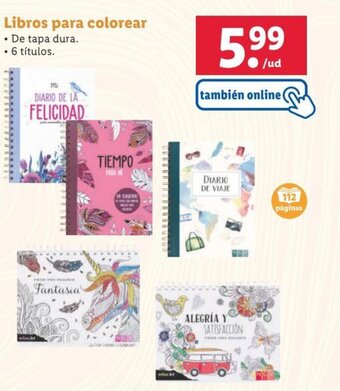 Lidl Libros para colorear oferta