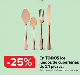 Carrefour En TODOS los juegos de cuberterías de 24 piezas. oferta