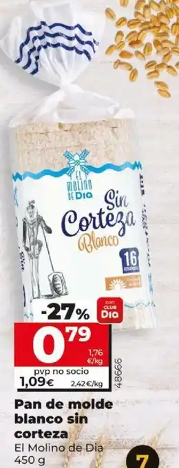 Dia Pan de molde blanco sin corteza El Molino de Dia 450g oferta