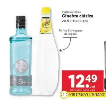 Lidl Puerto de Indias Ginebra clásica 70 cl + 1L oferta