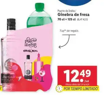 Lidl Puerto de Indias Ginebra de fresa 70 cl + 125 cl oferta