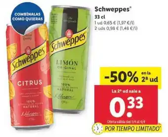 Lidl Schweppes 33 cl oferta