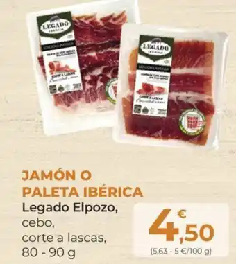 SPAR JAMÓN O PALETA IBÉRICA Legado Elpozo, cebo, oferta