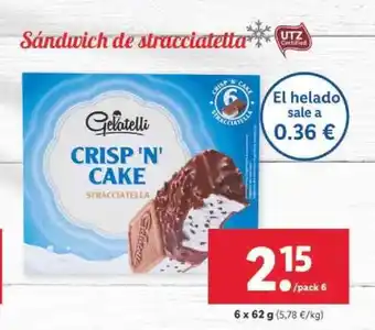 Lidl Gelatelli Crisp'n' Cake Stracciatella 6 x 62g, pack 6 oferta