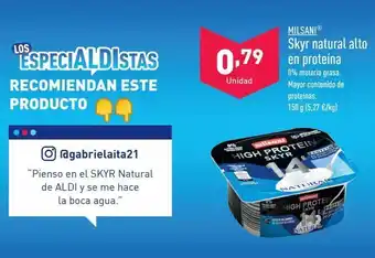 ALDI Skyr natural alto en proteína milsani oferta