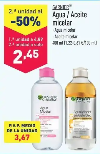 ALDI Agua / aceite micelar garnier oferta