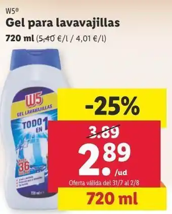 Lidl Detergente lavavajillas w5 oferta