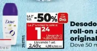 Dia Desodorante roll on dove oferta