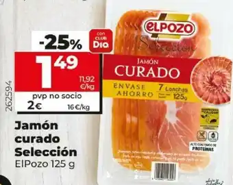 Dia El Pozo Jamón curado Selección 125g oferta
