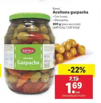 Lidl Baresa Aceituna gazpacha 600g oferta