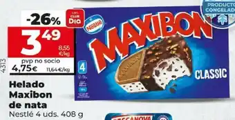 Dia Helado Maxibon de nata Nestlé 4 uds. 408 g oferta