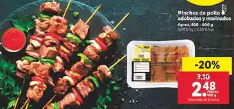 Lidl Pinchos de pollo adobados y marinados Aprox. 400 - 600g oferta