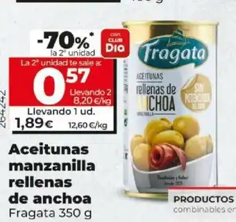 Dia Fragata Aceitunas manzanilla rellenas de anchoa 350g oferta