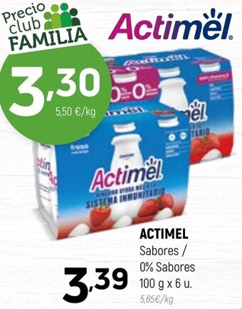 Coviran ACTIMEL Sabores / 0% Sabores 100 g x 6 u oferta
