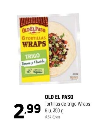 Coviran OLD EL PASO Tortillas de trigo Wraps 6 u. 350 g oferta