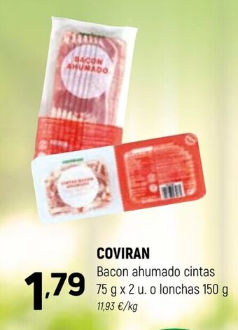 Coviran COVIRAN Bacon ahumado cintas 75 g x 2 u. o lonchas 150 g oferta