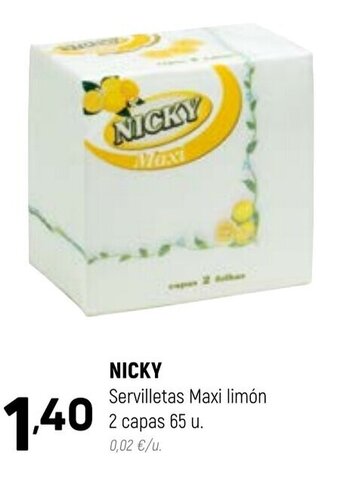 Coviran NICKY Servilletas Maxi limón 2 capas 65 u. oferta