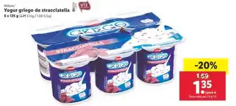 Lidl Milbona Yogur griego de stracciatella 6 x 125g oferta