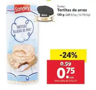 Lidl Sondey Tortitas de arroz 130g oferta