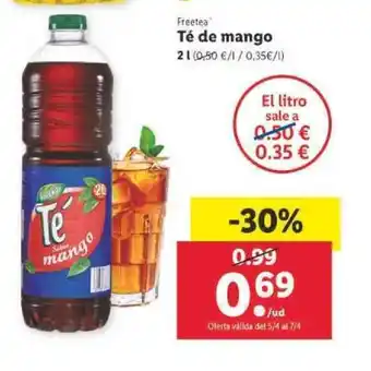 Lidl Freetea Té de mango 2 L oferta