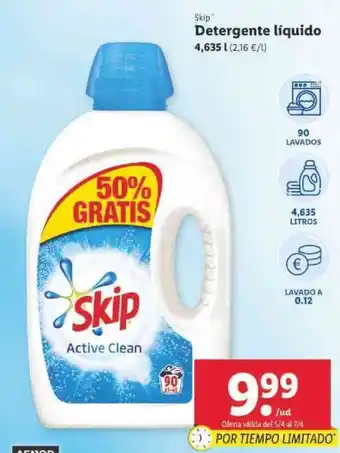 Lidl Skip Detergente líquido 4,635 L oferta
