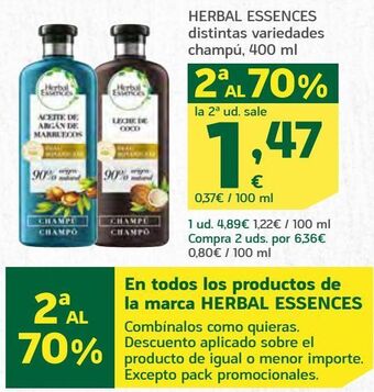 HiperDino Champú herbal essences oferta
