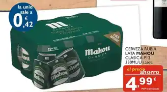 Supermercados La Despensa Mahou Cerveza Rubia Lata Clásica P12 330ml/u oferta