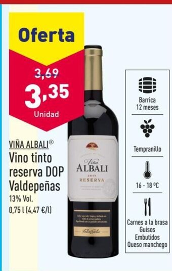 ALDI VIÑA ALBALI Vino tinto reserva DOP Valdepeñas oferta