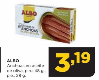 Alimerka ALBO Anchoas en aceite de oliva, p.n.: 48 g., p.e.: 28 g. oferta
