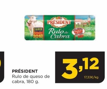 Alimerka PRÉSIDENT Rulo de queso de cabra, 180 g. oferta