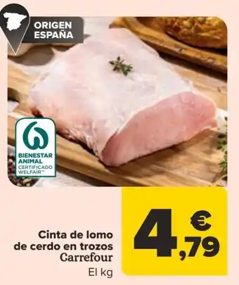 Carrefour Cinta de lomo de cerdo en trozos Carrefour El kg oferta