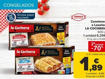 Carrefour Canelones o lasaña la cocinera oferta