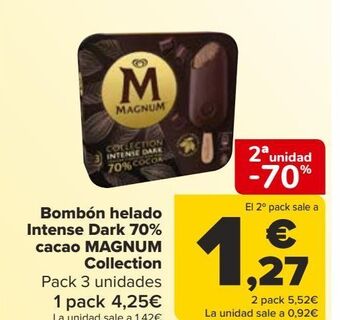 Carrefour Bombón helado intense dark 70% cacao magnum collection oferta