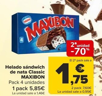 Carrefour Helado sándwich de nata classic maxibon oferta
