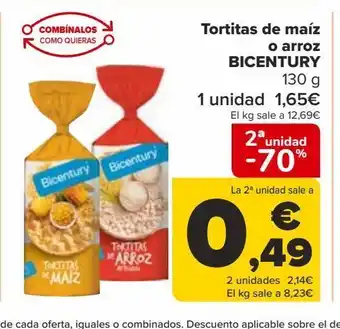 Carrefour Tortitas de maíz o arroz bicentury oferta
