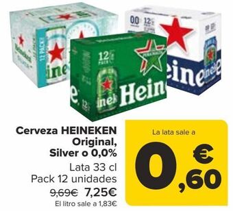 Carrefour Cerveza heineken original, silver o 0,0% oferta