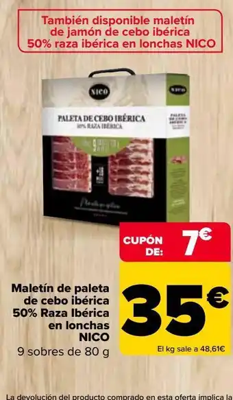 Carrefour Market Maletín de paleta de cebo ibérica 505 raza ibérica en lonchas nico oferta