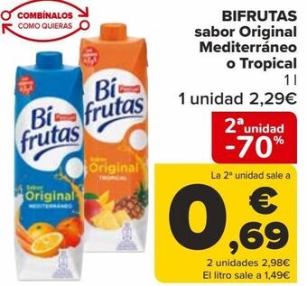 Carrefour Bifrutas sabor original mediterráneo o tropical oferta