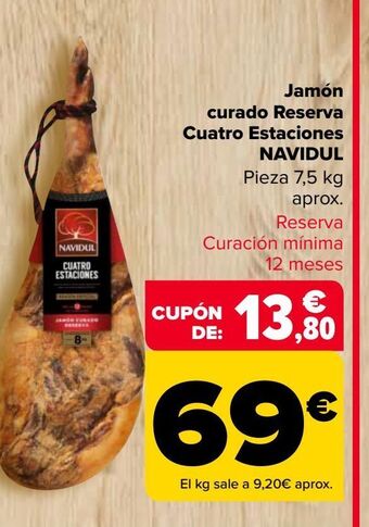 Carrefour Market Jamón curado reserva cuatro estaciones navidul oferta
